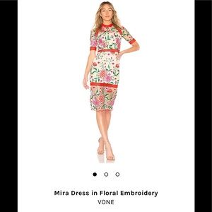 VONE Mira dress in floral embroidery, size small.